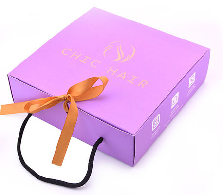 리본과 손잡이를 가진 분홍색 색깔에 의하여 인쇄되는 매트 박판 상아빛 널 선물 상자